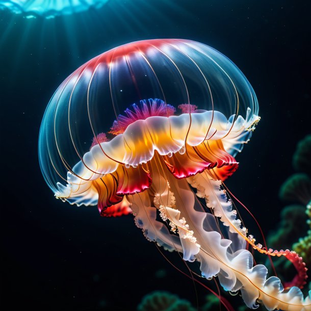 Image of a jellyfish in a red belt