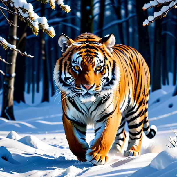 Pic of a playing of a tiger in the snow