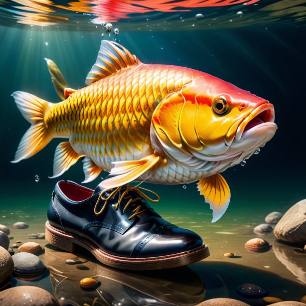 Image of a carp in a shoes in the water