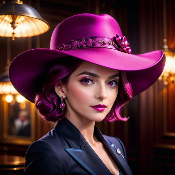 Portrait d'un chapeau magenta de fer