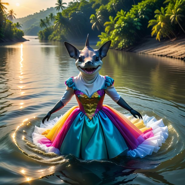 Photo d'un requin à tête de marteau dans une robe dans la rivière