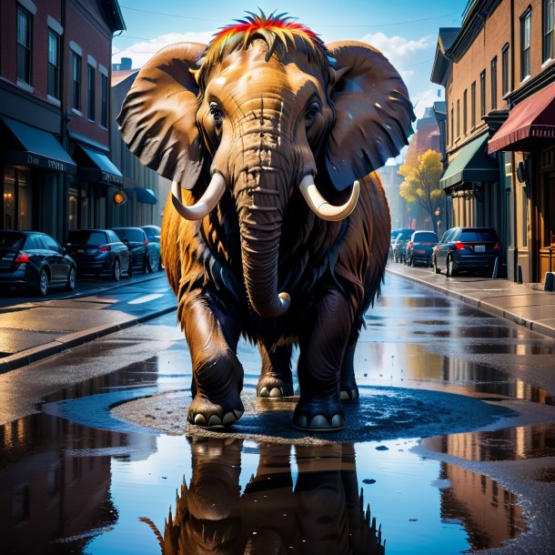 Foto de un mamut en el abrigo en el charco