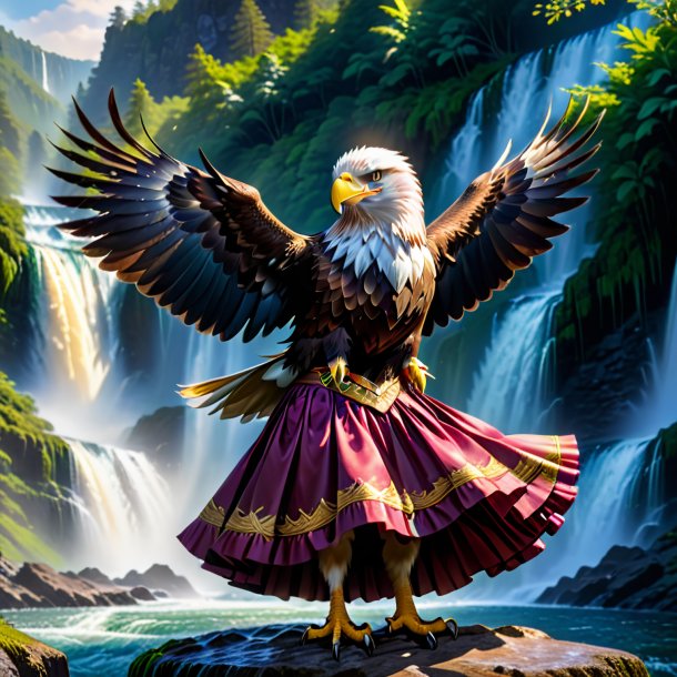 Pic of a eagle in a skirt in the waterfall