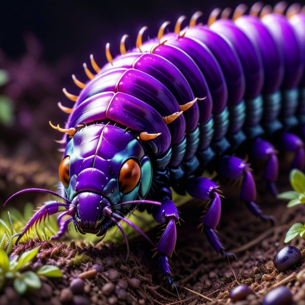 Pic of a centipede in a purple coat