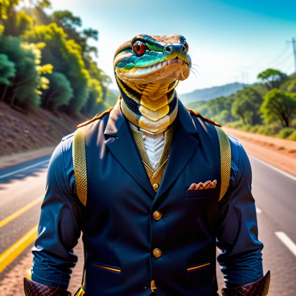 Pic of a snake in a vest on the road