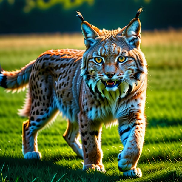 Pic of a threatening of a lynx on the field