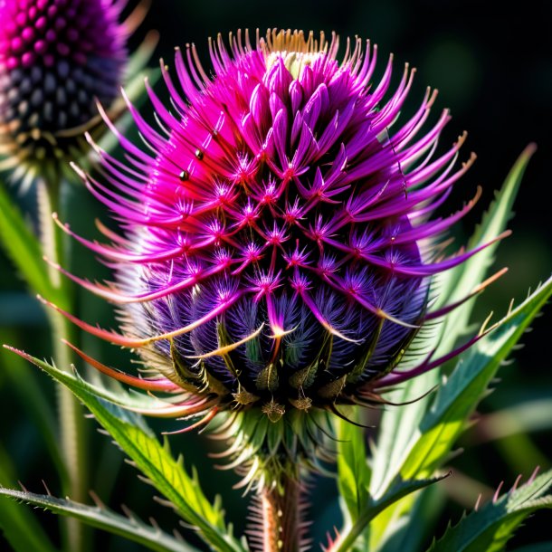 Photography of a magenta teasel