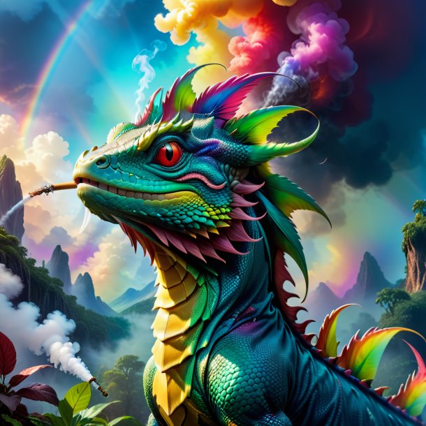 Photo of a smoking of a basilisk on the rainbow