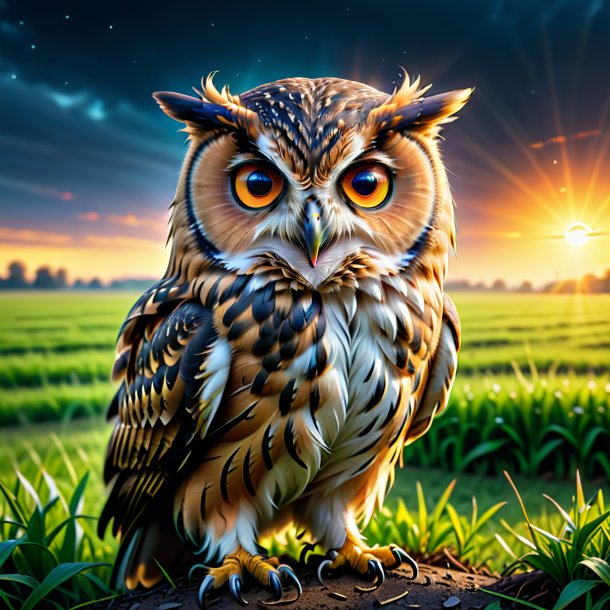 Image of a crying of a owl on the field