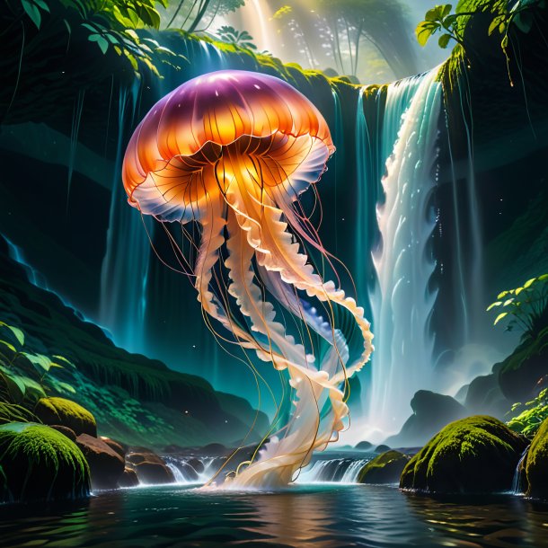 Pic of a dancing of a jellyfish in the waterfall