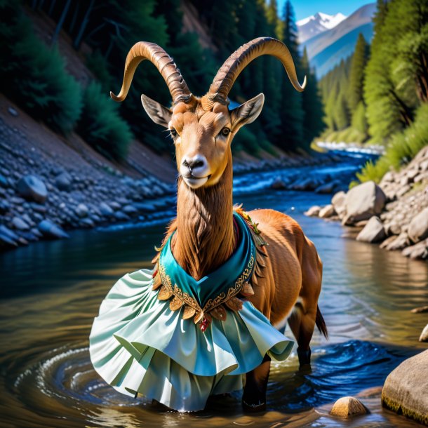 Foto de um ibex em uma saia no rio