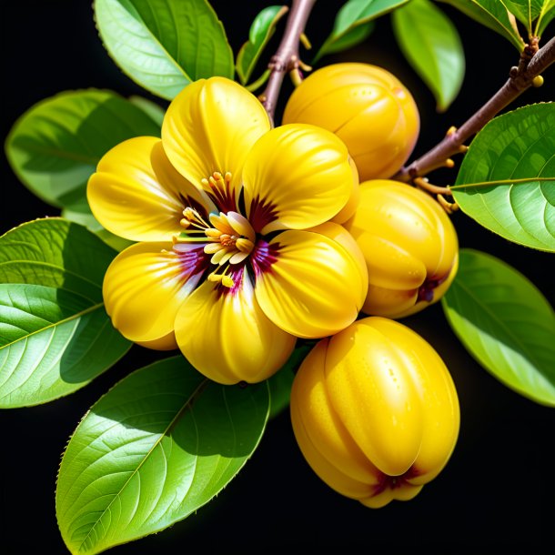 Illustration of a yellow jamaica plum