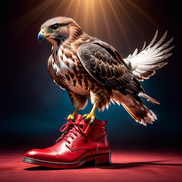 Photo of a hawk in a red shoes