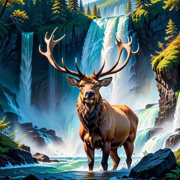 Picture of a crying of a elk in the waterfall