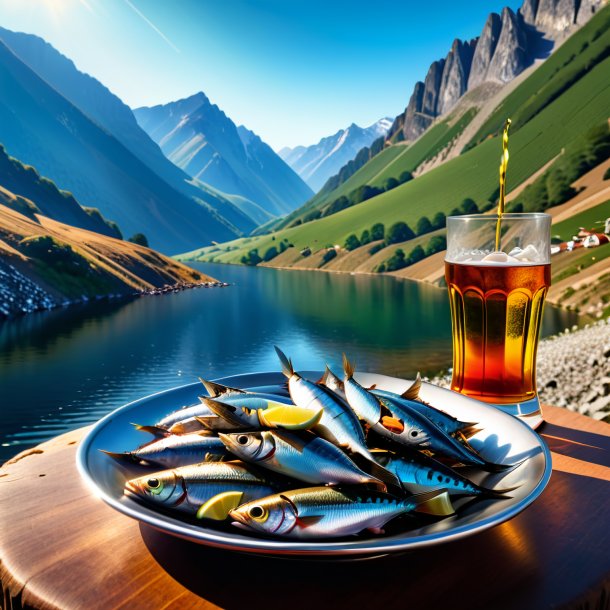 Image of a drinking of a sardines in the mountains