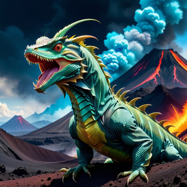 Photo of a basilisk in a belt in the volcano