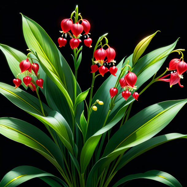 Drawing of a red lily of the valley