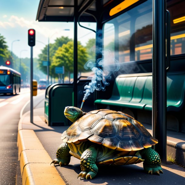 Image d'un fumeur de tortue sur l'arrêt de bus