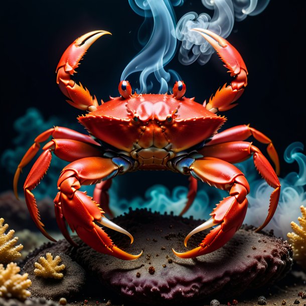 Image d'un crabe rouge fumant