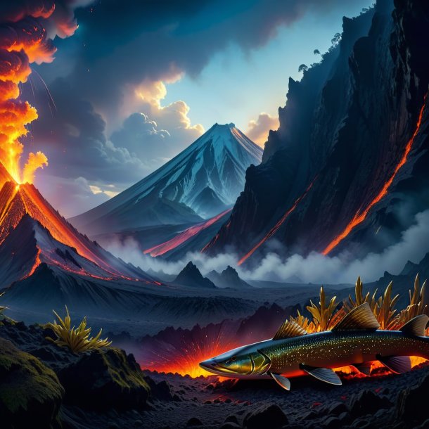 Pic of a waiting of a pike in the volcano