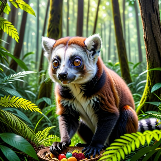 Pic of a eating of a lemur in the forest