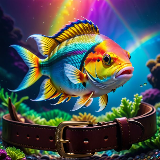 Photo of a fish in a belt on the rainbow