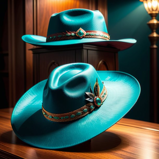 Picture of a teal hat from wood