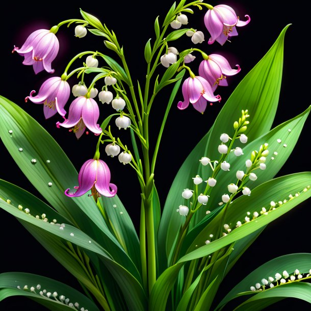 Drawing of a plum lily of the valley