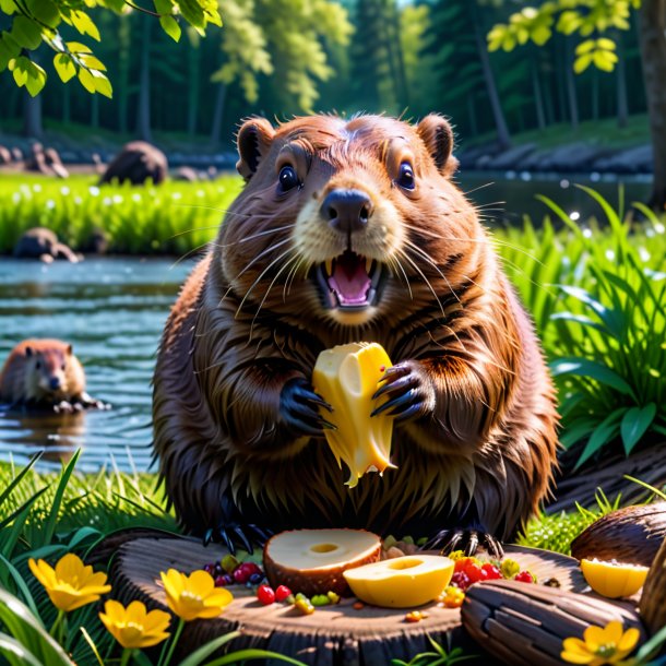 Image d'un repas d'un castor dans le parc