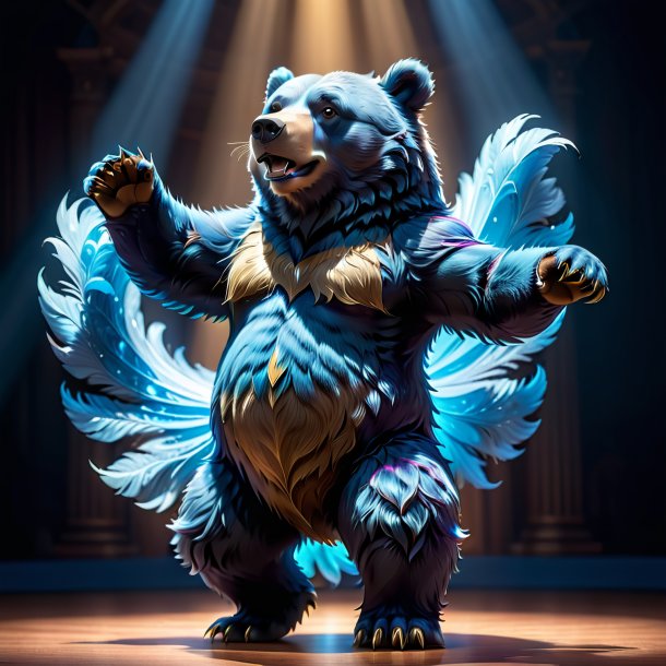 Imagem de um urso dançante azul