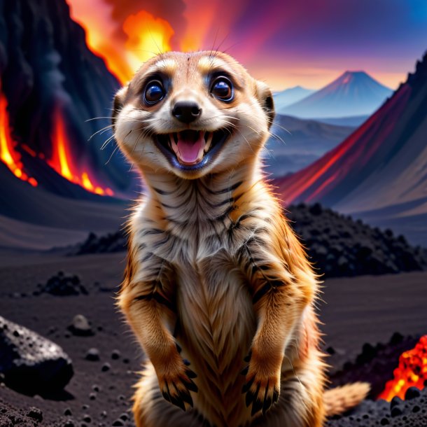 Pic of a smiling of a meerkat in the volcano