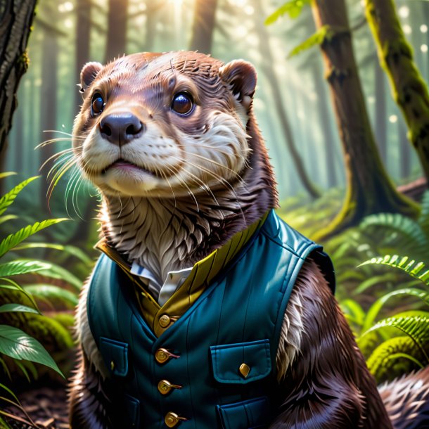 Image of a otter in a vest in the forest