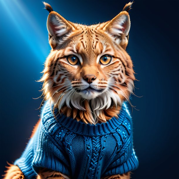 Photo d'un lynx dans un pull bleu