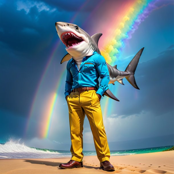 Pic of a shark in a trousers on the rainbow