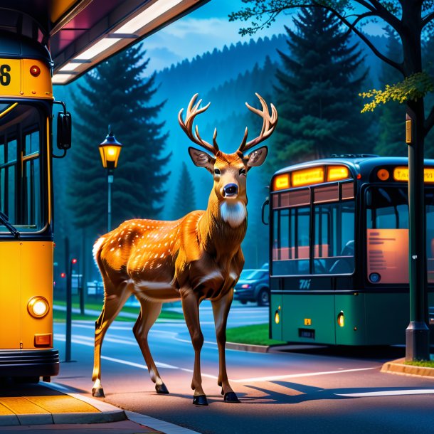 Pic of a threatening of a deer on the bus stop