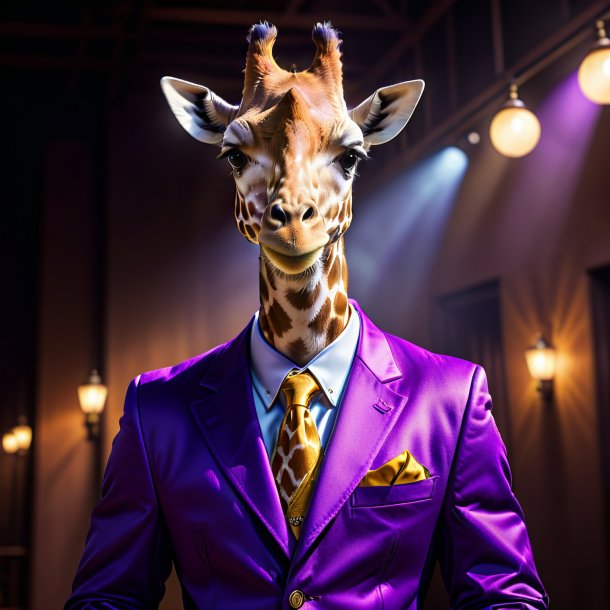 Image of a giraffe in a purple jacket