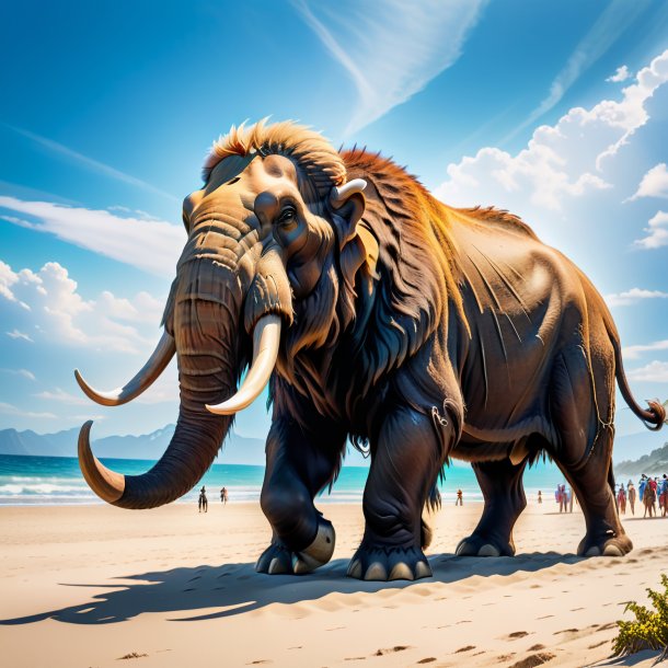 Image of a threatening of a mammoth on the beach