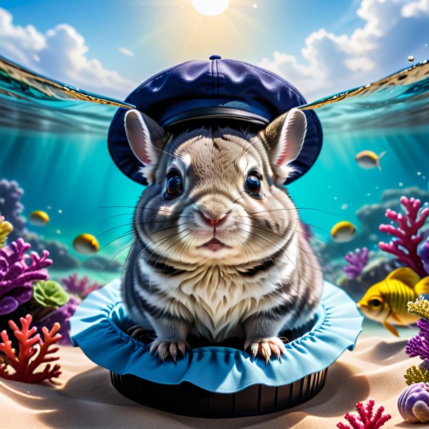 Photo of a chinchillas in a cap in the sea