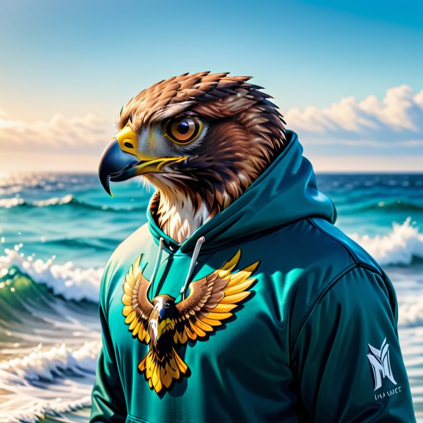 Picture of a hawk in a hoodie in the sea