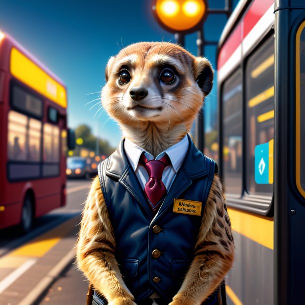 Illustration d'un meerkat dans un gilet sur l'arrêt de bus