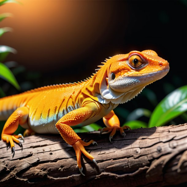 Pic d'un lézard d'attente orange