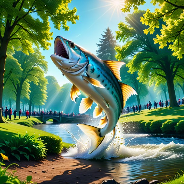 Image of a jumping of a haddock in the park