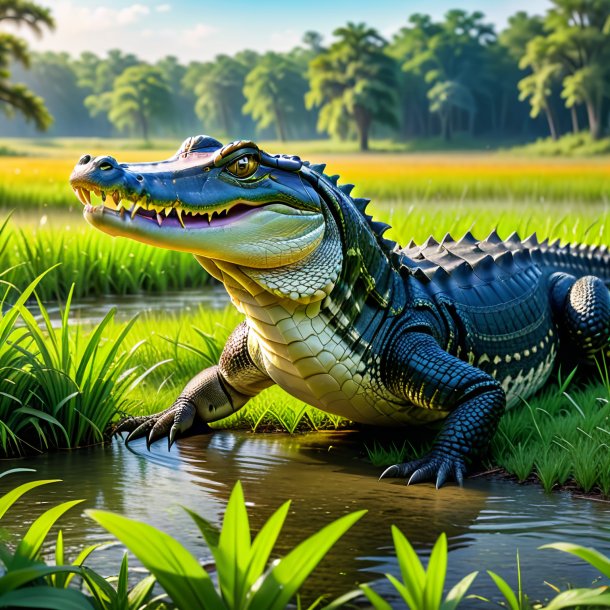 Image of a playing of a alligator in the meadow