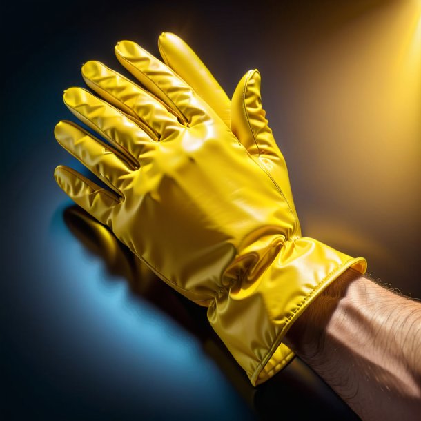 Drawing of a yellow gloves from polyethylene