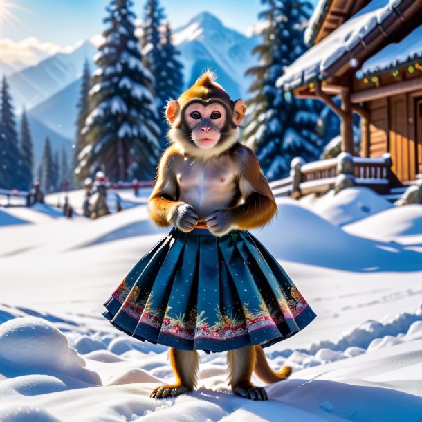 Photo of a monkey in a skirt in the snow