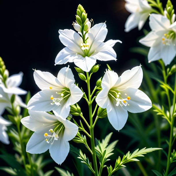 Drawing of a white larkspur