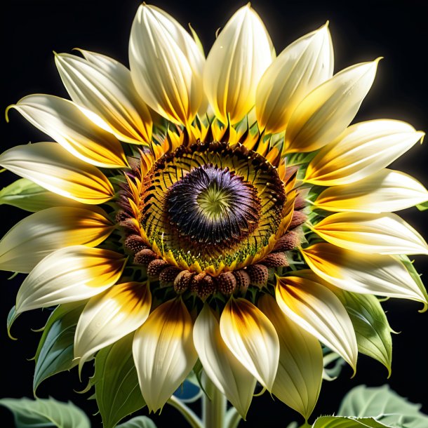 Clipart of a ivory sunflower