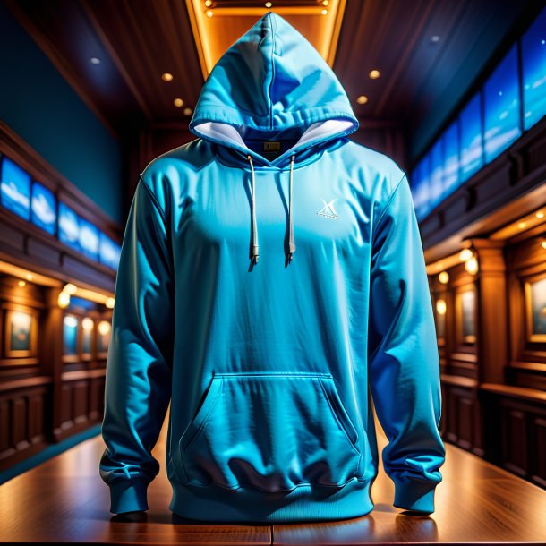 De um hoodie azul de madeira