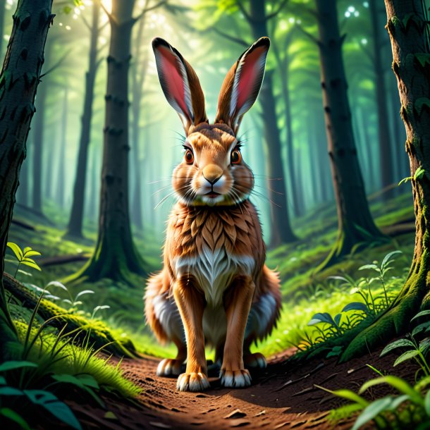 Pic of a threatening of a hare in the forest