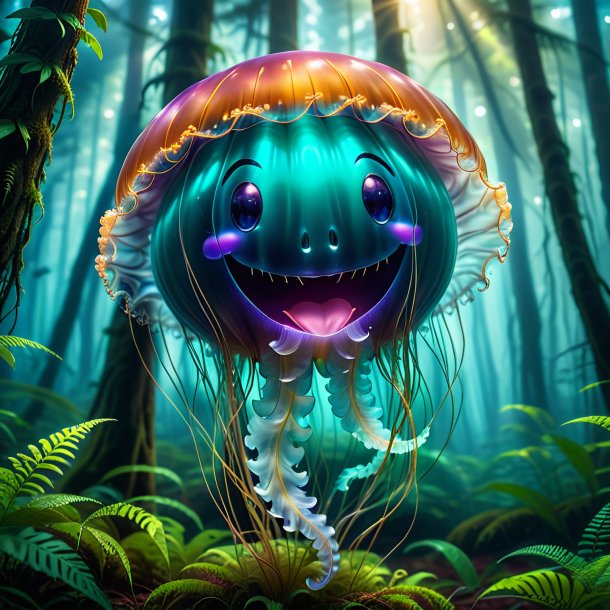 Image of a smiling of a jellyfish in the forest